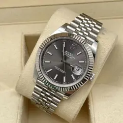 •Rolex• Datejust 41mm Men's Watch 10P Diamond Grey Dail Oyster Authentic
