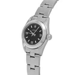 USED ROLEX Oyster Perpetual 67180 Black Case Size 24×24mm Ladies Watch #22625