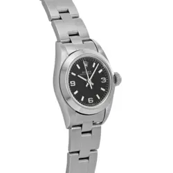 USED ROLEX Oyster Perpetual 67180 Black Case Size 24×24mm Ladies Watch #22625