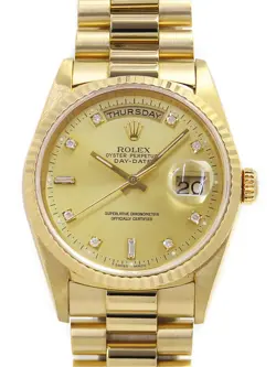 USED ROLEX DAY DATE 10P DIAMOND 18238A GOLD CASE SIZE 36MM MEN'S WATCH #21625