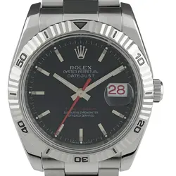USED ROLEX DATEJUST TURNOGRAPH 116264 BLACK CASE SIZE 36MM MEN'S WATCH #221725