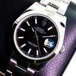 ROLEX DATEJUST 126300 SILVER OYSTER BRACELET BLACK DIAL FULL SET 2019