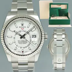 2022 MINT ROLEX WHITE DIAL SKY-DWELLER WHITE GOLD 42MM 326934 WATCH BOX