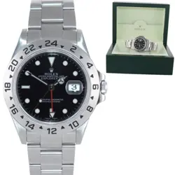 MINT 2001 ROLEX EXPLORER II 16570 STAINLESS STEEL BLACK DIAL GMT 40MM WATCH BOX