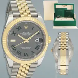 2020 MINT ROLEX DATEJUST 41 126333 TWO TONE YELLOW GOLD WIMBLEDON JUBILEE WATCH