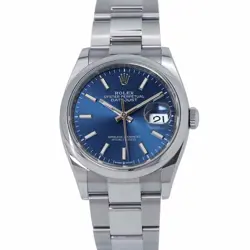 ROLEX DATEJUST 36 36MM STAINLESS STEEL BRIGHT BLUE DIAL 126200
