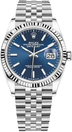 ROLEX DATEJUST 36MM SS STAINLESS STEEL 126234 BLUE JUBILEE UNWORN