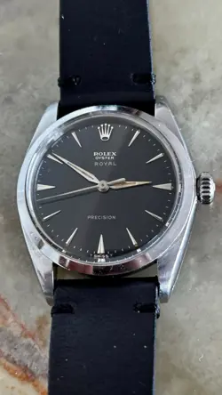 TOP VINTAGE ROLEX ROYAL BICOLOR GILT SILVER PRECISION DIAL 6426 1965 UNPOLISHED