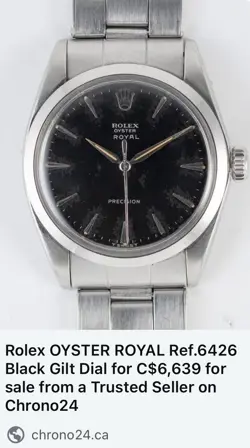 TOP VINTAGE ROLEX ROYAL BICOLOR GILT SILVER PRECISION DIAL 6426 1965 UNPOLISHED
