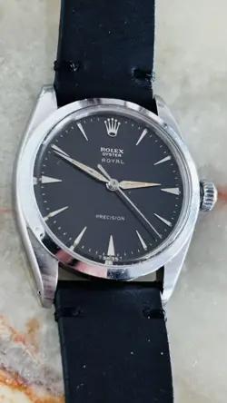 TOP VINTAGE ROLEX ROYAL BICOLOR GILT SILVER PRECISION DIAL 6426 1965 UNPOLISHED