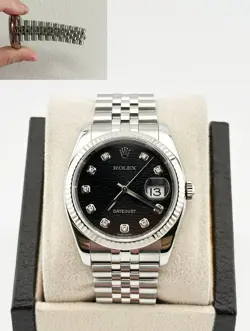 ROLEX DATEJUST 116234 BLACK JUBILEE DIAMOND DIAL STAINLESS STEEL 36MM