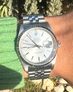 2002 ROLEX DATEJUST 16234 SILVER JUBILEE BRACELET WHITE GOLD BEZEL (Y SERIAL)