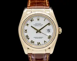 ROLEX DATEJUST 18K YELLOW GOLD WHITE ROMAN DIAL