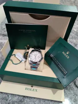 PREOWNED ROLEX DATEJUST 126300 SILVER OYSTER BRACELET WITH SILVER BEZEL
