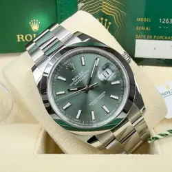 ROLEX DATEJUST 41 MINT GREEN - UNWORN WITH BOX AND PAPERS 2025