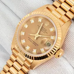 ROLEX PRESIDENT DATEJUST 26MM FACTORY CHAMPAGNE DIAMOND DIAL YELLOW GOLD 69178