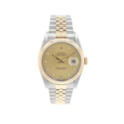 ROLEX DATEJUST 16233 36MM CHAMPAGNE DIAMONDS (O S) DIAL FLUTED BEZEL JUBILEE