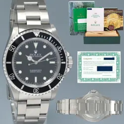 1999 PAPERS ROLEX SUBMARINER NO-DATE 2 LINE DIAL 14060M STEEL BLACK 40MM WATCH