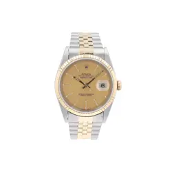 ROLEX DATEJUST 16233 36MM CHAMPAGNE TAPESTRY INDEX DIAL FLUTED BEZEL & JUBILEE
