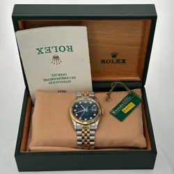 B&P ROLEX DATEJUST 16233 36MM BLUE VIGNETTE DIAMOND (N S) DIAL FLUTED BEZEL