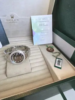 Rolex Masterpiece 18946 Platinum 39MM Tahitian MOP & Diamond Bezel. Mint. B/P.