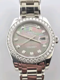 Rolex Masterpiece 18946 Platinum 39MM Tahitian MOP & Diamond Bezel. Mint. B/P.