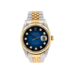 B&P ROLEX DATEJUST  16233 36MM BLUE VIGNETTE DIAMOND (N.S) DIAL FLUTED BEZEL