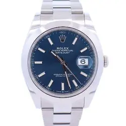 ROLEX DATEJUST 41MM STAINLESS STEEL BLUE DIAL WATCH 126300