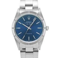 ROLEX 14010 AIR-KING BLUE MENS WRISTWATCH WITH BOX & PAPER