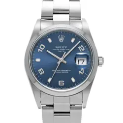 ROLEX 15200 OYSTER PERPETUAL DATE BLUE MENS WRISTWATCH WITH BOX & PAPER