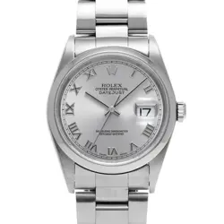 ROLEX 16200 DATEJUST SILVER MENS WRISTWATCH WITH BOX & PAPER