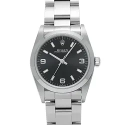ROLEX 77080 OYSTER PERPETUAL BLACK UNISEX WRISTWATCH WITH BOX & PAPER