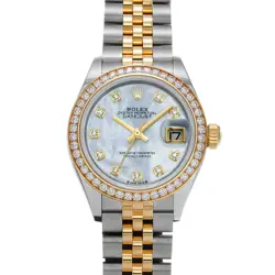 ROLEX 279383RBR LADY-DATEJUST 28 WHITE SHELL/DIAMOND WOMEN WRISTWATCH WITH B...