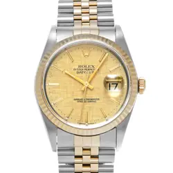 ROLEX 16233 DATEJUST CHAMPAGNE MENS WRISTWATCH WITH BOX & PAPER