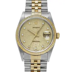ROLEX 16233G DATEJUST CHAMPAGNE COMPUTER/DIAMOND MENS WRISTWATCH WITH BOX & ...