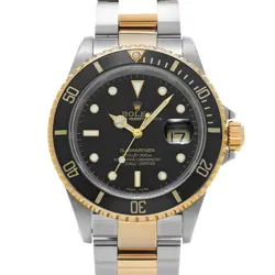 ROLEX 16613 SUBMARINER DATE BLACK MENS WRISTWATCH WITH BOX & PAPER