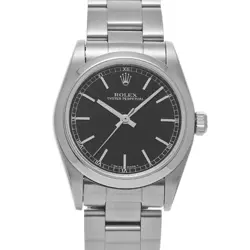 ROLEX 67480 OYSTER PERPETUAL BLACK UNISEX WRISTWATCH WITH BOX & PAPER