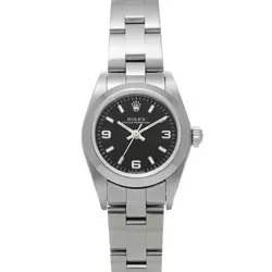 ROLEX 76080 OYSTER PERPETUAL BLACK WOMEN WRISTWATCH