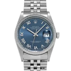 ROLEX 16234 DATEJUST BLUE MENS WRISTWATCH WITH BOX & PAPER