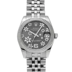 ROLEX 178274 DATEJUST 31 GRAY FLOWER UNISEX WRISTWATCH WITH BOX & PAPER
