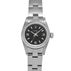 ROLEX 67180 OYSTER PERPETUAL BLACK WOMEN WRISTWATCH