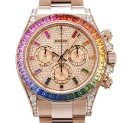 ROLEX 116595RBOW Cosmograph Daytona Rainbow Pave diamonds/Pink Gold Crystal/...