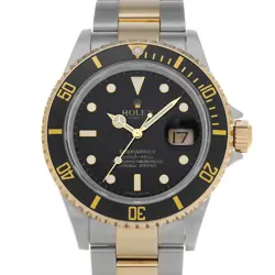 ROLEX 16613LN SUBMARINER DATE BLACK MENS WRISTWATCH WITH BOX & PAPER