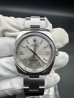 2014 Rolex Oyster Perpetual 36 Silver Arabic Dial Steel Mens Watch 116000