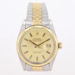 ROLEX OYSTER PERPETUAL DATEJUST 36MM CHAMPAGNE DIAL YELLOW GOLD MEN'S WRISTWATCH