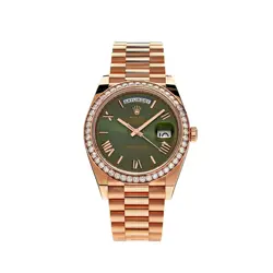 ROLEX DAY-DATE 228345RBR ROSE GOLD OLIVE GREEN DIAL DIAMOND BEZEL (2021)