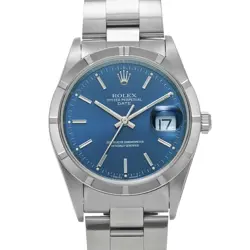 ROLEX 15210 OYSTER PERPETUAL DATE BLUE MENS WRISTWATCH WITH BOX & PAPER