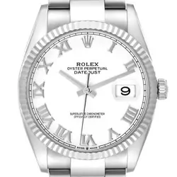ROLEX DATEJUST 41 STEEL WHITE GOLD ROMAN DIAL MENS WATCH 126334 BOX CARD