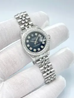 Rolex Datejust 26mm 179174 Black Diamond Dial Diamond Bezel Papers Jubilee Box