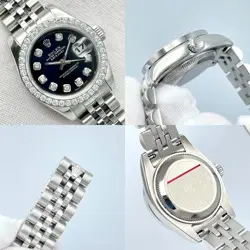 Rolex Datejust 26mm 179174 Black Diamond Dial Diamond Bezel Papers Jubilee Box